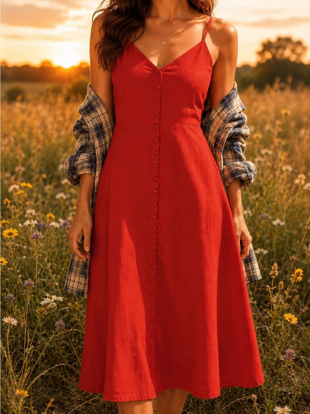 NWT ASOS Midi Button-Through Sundress ☀️ | Vibrant Red | Size 12 | NWT
